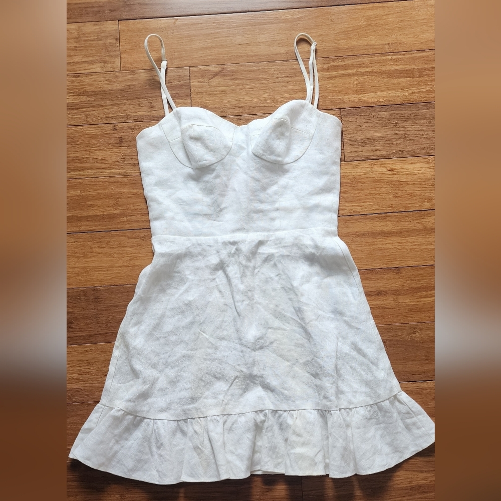Reformation White Linen Spaghetti-Strap Top